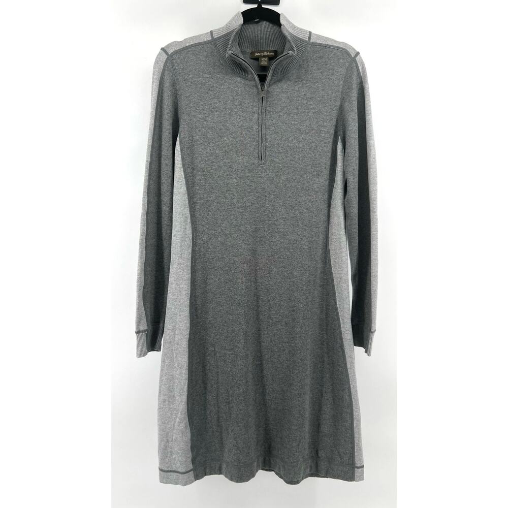 Tommy Bahama Sweater Dress 1/4 Zip Women's M Gray
